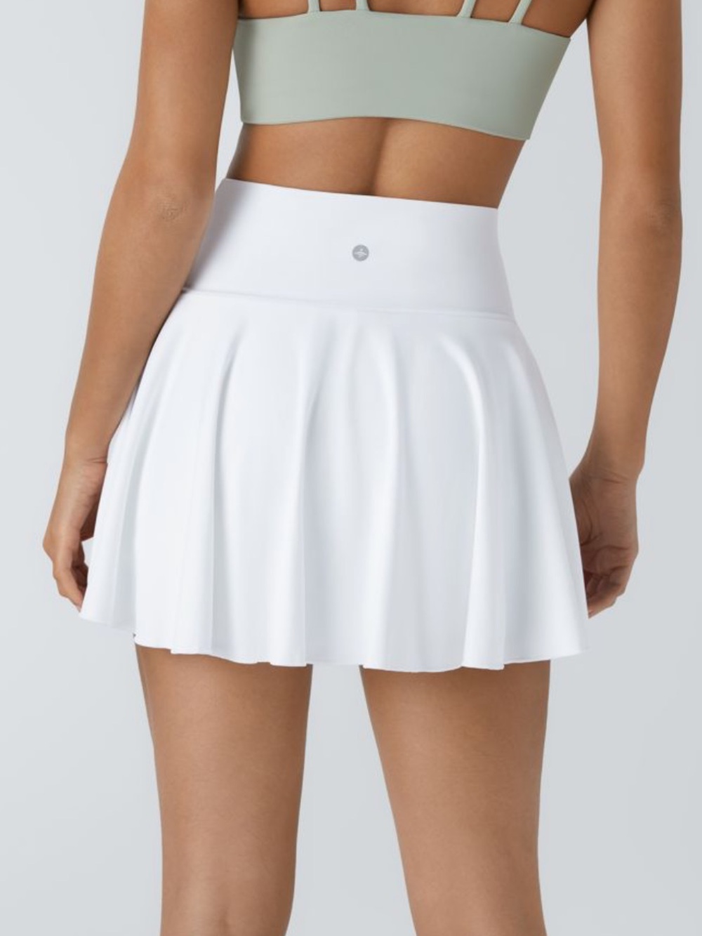 Halara Softly Zero Light Sage Green Golf Tennis Skirt w/ Crossover High Waist-S - Picture 9 of 10